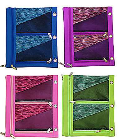 Inkology Oversized Binder Pencil Pouches, 9-1/2" x 11", Assorted Colors, Pack Of 8 Pouches