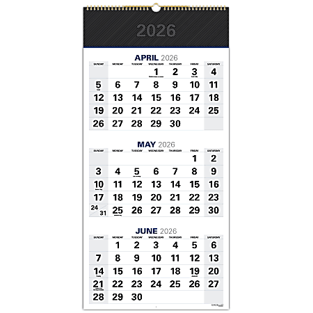2026-2027 Excello Brands Academic Year Large Print 3-Month View Wall Calendar, 27" x 13", Black, April To December, Total Qty 1
