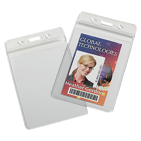 SKILCRAFT® Resealable Badge Holders, 4"H x 4"W x 6"D, Clear, Box Of 25