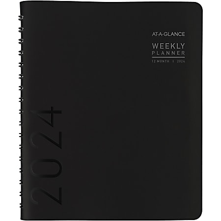 2024 AT-A-GLANCE® Contemporary Weekly/Monthly Planner, 7" x 8-3/4", Black, January To December 2024, 70545X05