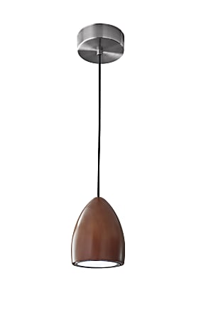 Adesso® Cypress Hanging Pendant Lamp, Oval, 48"H, Walnut Pendant/Brushed Steel Base