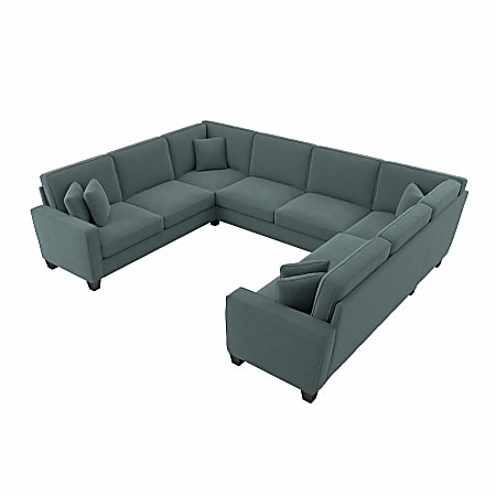 Bush® Furniture Stockton 125"W U-Shaped Sectional Couch, Turkish Blue Herringbone, Standard Delivery