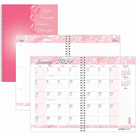 House of Doolittle BCA Pink Cover Monthly Wirebound Journal - Julian Dates - Monthly - 1 Year - January 2022 till December 2022 - 1 Month Single Page Layout - 7" x 10" Sheet Size - 1.38" x 1.75" Block - Wire Bound - Pink