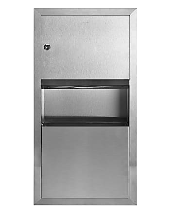 Alpine Stainless-Steel Recessed Paper Towel Dispenser/Waste Receptacle, 2 Gallon, 28"H x 14"W x 4-5/16"D, Silver