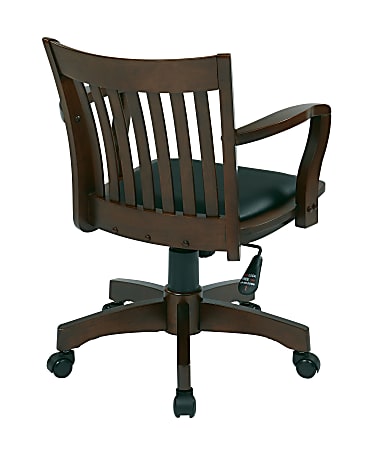 Office Star Deluxe Wood Bankers Desk Chair with Black Vinyl Padded Seat Espresso 
