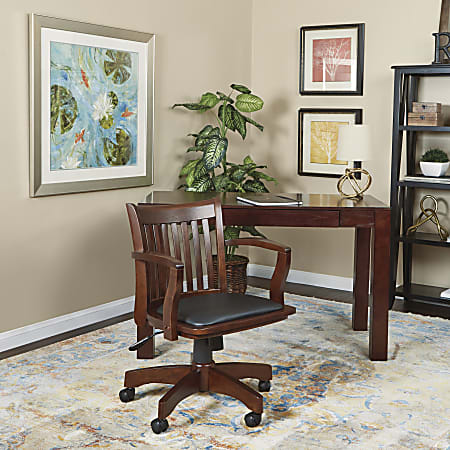 Office Star Deluxe Wood Bankers Chair With Padded Seat