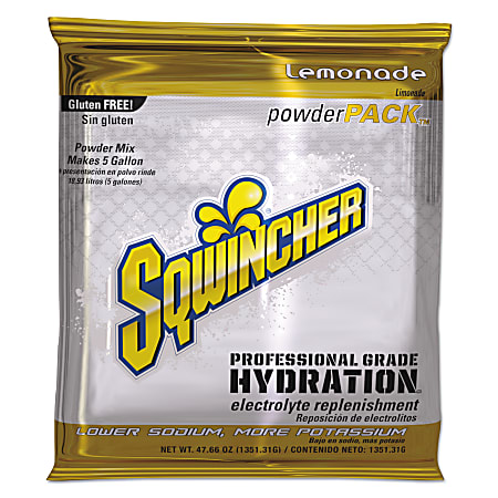 Sqwincher Powder Packs™, Lemonade, 47.66 Oz, Case Of 16