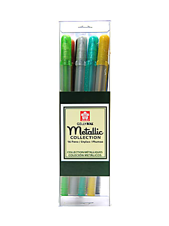 Sakura Gelly Roll Metallic Pens, Cube Collection, Assorted Colors, Set Of 16 Pens
