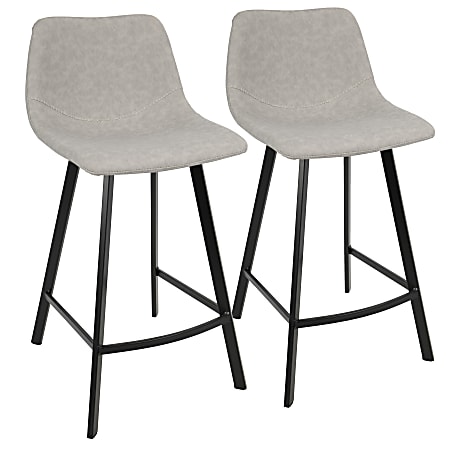 LumiSource Outlaw Counter Stools, Black/Gray, Set Of 2