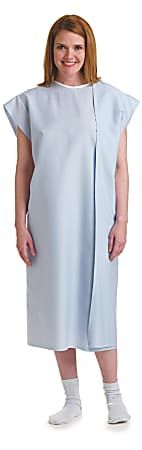 Medline 3-Armhole Examination Gowns, 45", Blue, Pack Of 12