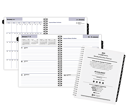 AT-A-GLANCE® DayMinder® Executive Weekly/Monthly Refill, 6 7/8" x 8 3/4", January to December 2019