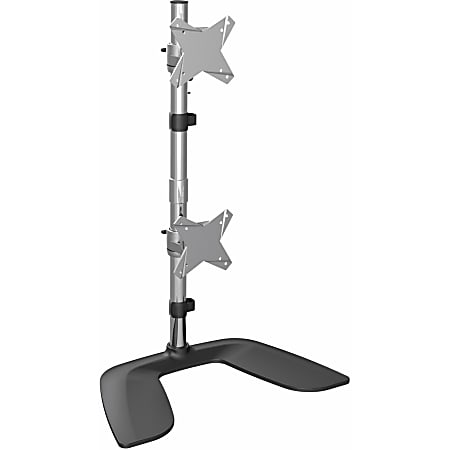 StarTech.com Vertical Dual Monitor Stand - For up to 27 VESA Monitors - Aluminum - Height Adjustable - Tilt - Swivel - 37 Height x 4.5 Width - Desktop, Tabletop - Aluminum, Plastic - Black, Silver