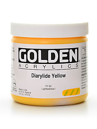 Golden Heavy Body Acrylic Paint, 16 Oz, Diarylide Yellow