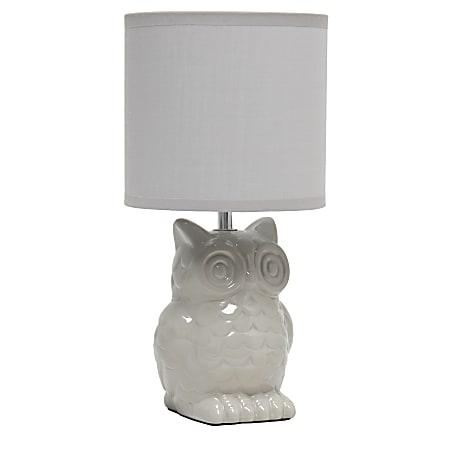 Simple Designs Owl Table Lamp, 12-13/16"H, Gray/Gray