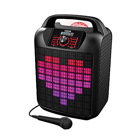 ION Audio Party Rocker Max Mk2 Portable Bluetooth Speaker with Lights and Microphone, Black iPA137