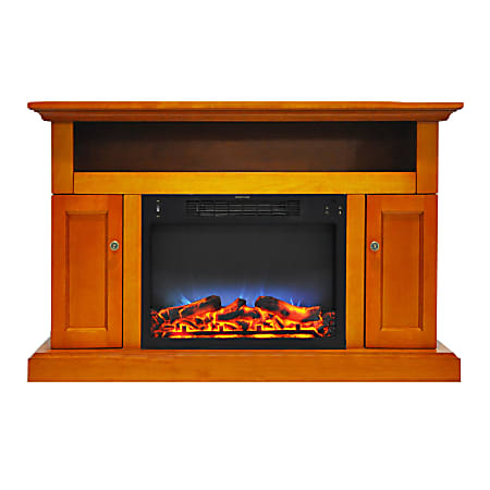 Cambridge® Sorrento Electric Fireplace With Multicolor LED Insert And Entertainment Stand, 47"W, Teak