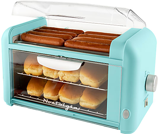 Nostalgia Hot Dog Roller & Bun Warmer, 8-7/8” x 9-9/16”, Aqua