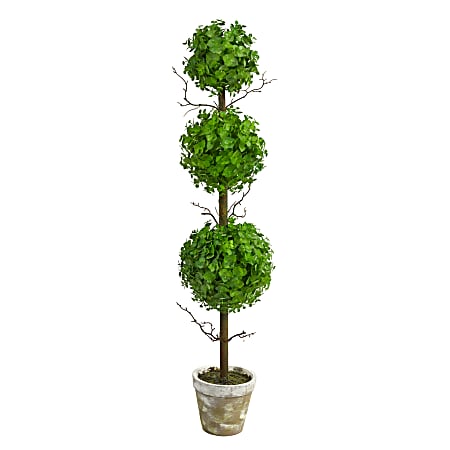 Nearly Natural Eucalyptus Triple Ball Topiary 36”H Artificial
