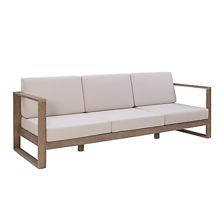 Linon Boleyn Outdoor 3-Seater Sofa, 33”H x 91-1/3”W x 30-1/4”D, Beige/Natural