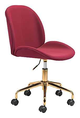 Zuo Modern Miles Faux Leather Mid-Back Office Chair, Red