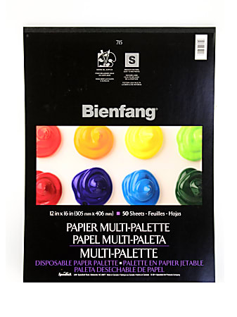 Bienfang Multi-Palette Disposable Paper Palettes Without Thumb Hole, 12" x 16", 50 Sheets Per Pad, Pack Of 2 Pads