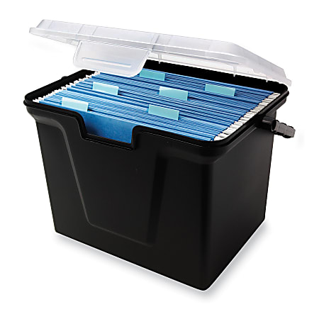 Innovative Storage Designs Stackable File Box , Letter Size, Black/Clear