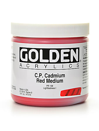 Golden Heavy Body Acrylic Paint, 16 Oz, Cadmium Red Medium (CP)