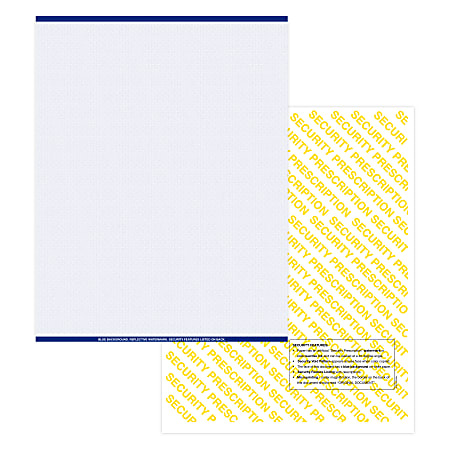 Medicaid-Compliant Basic Security Laser Prescription Forms, Full Sheet, 1-Up, 8-1/2" x 11", Blue, Pack Of 2,500 Sheets