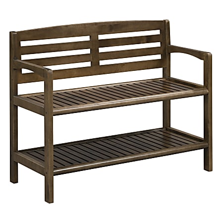 New Ridge Home Goods Abingdon Bench With Shelf, Antique Chestnut