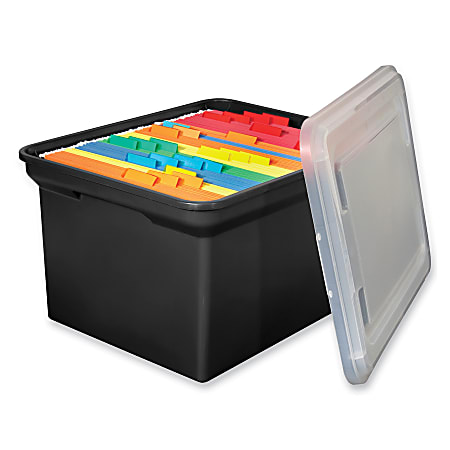 Innovative Storage Designs Stackable File Totes, Legal Size, Black/Clear