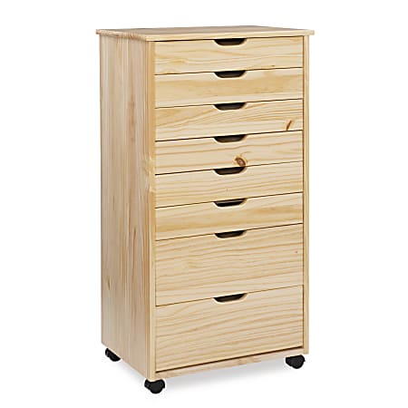 Linon Casimer 8-Drawer Rolling Home Office Storage Cart, Natural