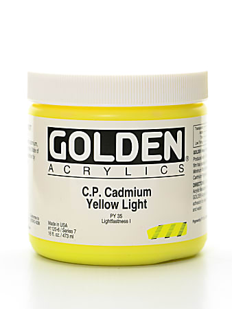 Golden Heavy Body Acrylic Paint, 16 Oz, Cadmium Yellow Light (CP)