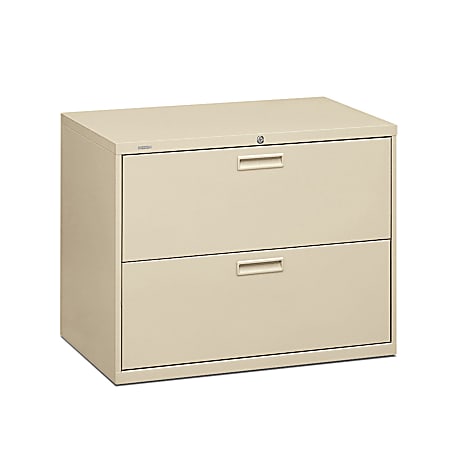 HON® 500 36"W Lateral 2-Drawer File Cabinet, Metal, Putty