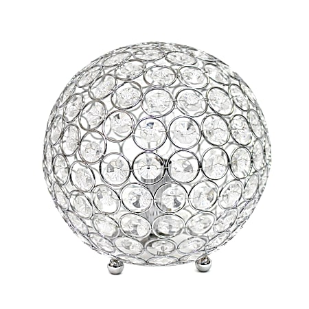 Lalia Home Elipse Glamorous Crystal Orb Table Lamp, 8"H, Chrome