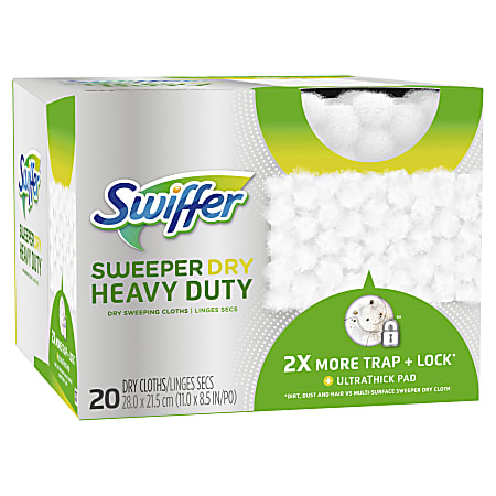 Swiffer® Sweeper Heavy-Duty Microfiber Dry Sweeping Cloths, White, Pack Of 20