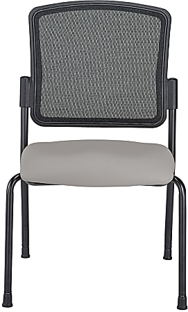 WorkPro® Spectrum Series Mesh/Vinyl Stacking Guest Chair with Antimicrobial Protection, Armless, Gray, Set Of 2 Chairs, BIFMA Compliant