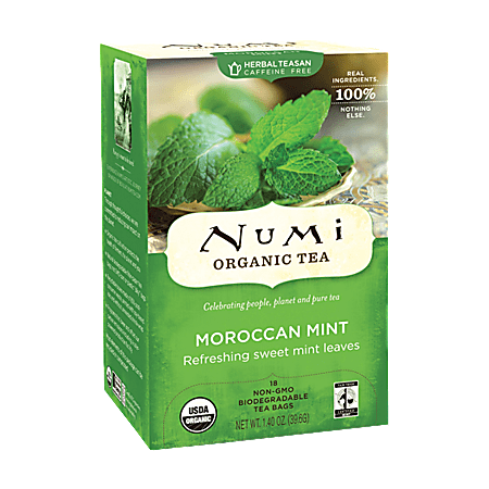 Numi® Morroccan Mint Herbal Tea, Box Of 18