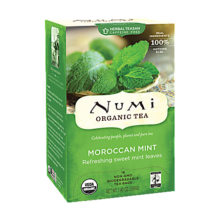 Numi® Morroccan Mint Herbal Tea, Box Of 18