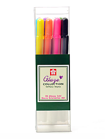 Sakura Gelly Roll Glaze Pens, Cube Collection, Assorted Colors, Set Of 16
