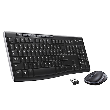 Logitech MK270 Wireless Straight Full Size Keyboard Mouse Black