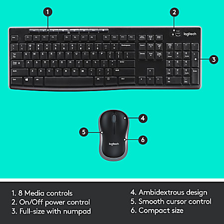 TECLADO LOGITECH + MOUSE MK270 INALAMBRICO USB NEGRO – PC System Store