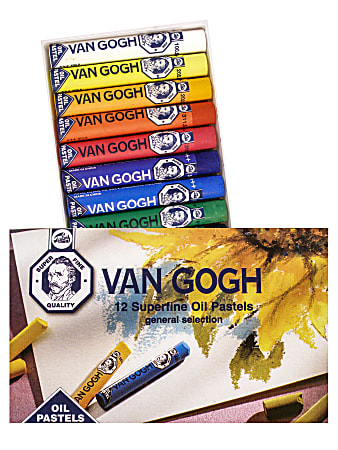 Van Gogh Superfine Oil Pastels, 2 3/4", Assorted, Set Of 12