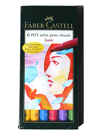 Faber-Castell Pitt Artist Brush Pens, Basic, 6 Pens Per Set, Pack Of 2 Sets