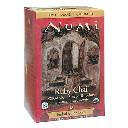 Numi® Organic Ruby Chai Herbal Tea, Box Of 18