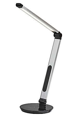 Adesso® Simplee Rodney LED AdessoCharge Desk Lamp, 26-1/2"H, Matte Silver Shade/Black Base