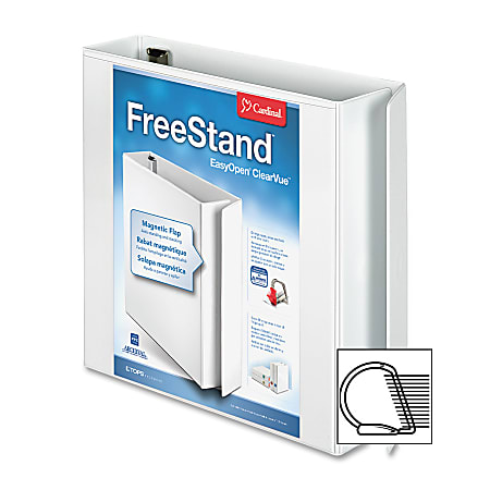 Cardinal® EasyOpen™ ClearVue™ Locking View 3-Ring Binder, 2" Slant Rings, White