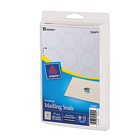 Avery® Print-Or-Write Permanent Mailing Seals, Silver, Pack Of 480