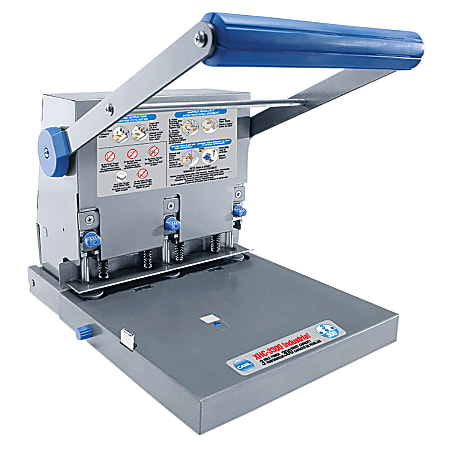 CARL&reg; Heavy-Duty 3-Hole Punch, Blue/Gray