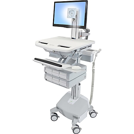 Ergotron StyleView Cart with LCD Pivot, LiFe Powered, 6 Drawers - 6 Drawer - 33 lb Capacity - 4 Casters - SV4413621