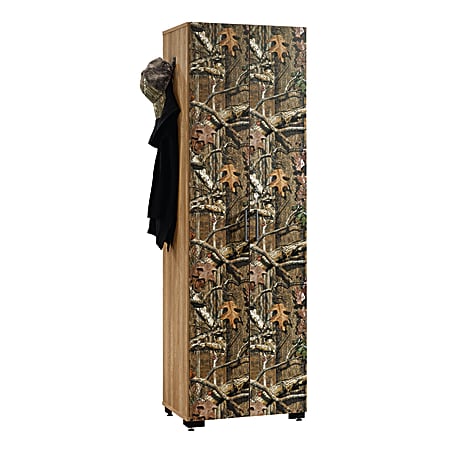 Sauder Flat Creek Collection Engineered Wood Hunting Storage Cabinet, 3 Adjustable Shelves, 72 1/2"H x 23 1/4"W x 16 1/8"W, Mossy Oak Break-Up Infinity/Scribed Oak
